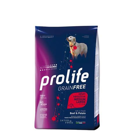 PROLIFE Grain Free Adult Sensitive Beef & Potato - Medium/Large - 2,5kg 1