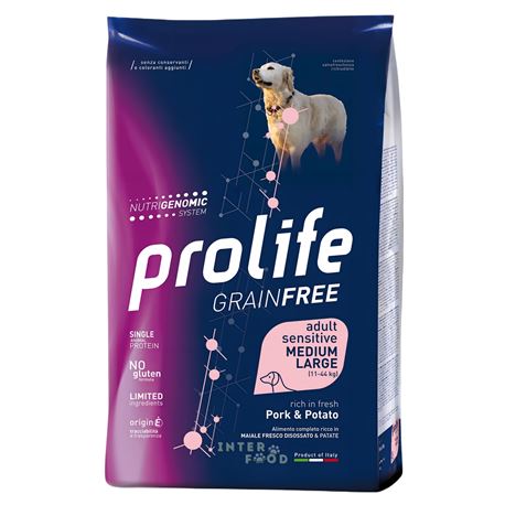 PROLIFE Grain Free Adult Sensitive Pork & Potato - Medium/Large - 10kg 1