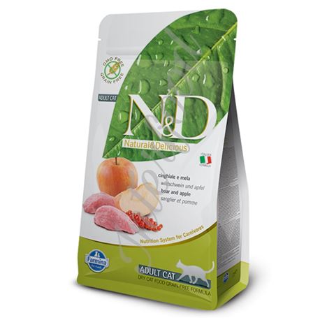 FARMINA N&D GRAIN FREE FELINE -  BOAR & APPLE ADULT - 300gr 1