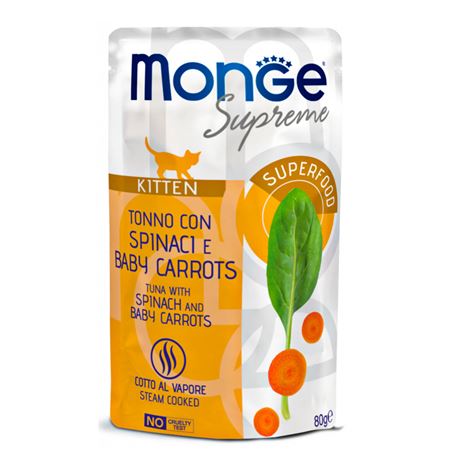 Monge Supreme - Tonno con Spinacci e Baby Carrots - Kitten - 80g 1