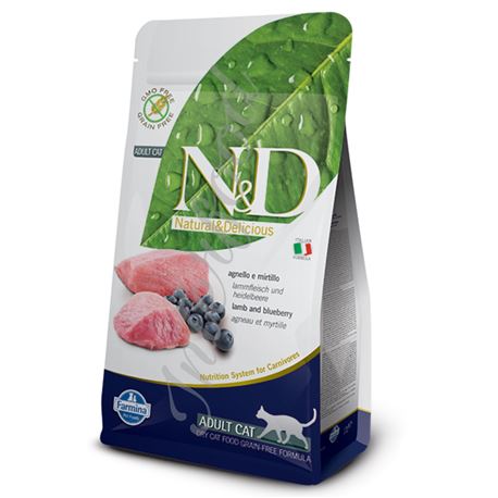 FARMINA N&D GRAIN FREE FELINE -  LAMB & BLUEBERRY ADULT - 10kg 1