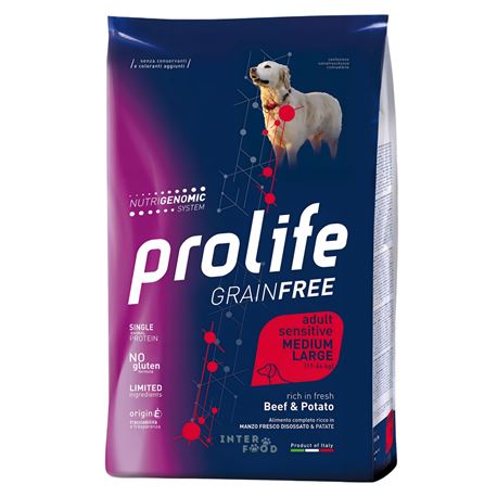 PROLIFE Grain Free Adult Sensitive Beef & Potato - Medium/Large - 10kg 1